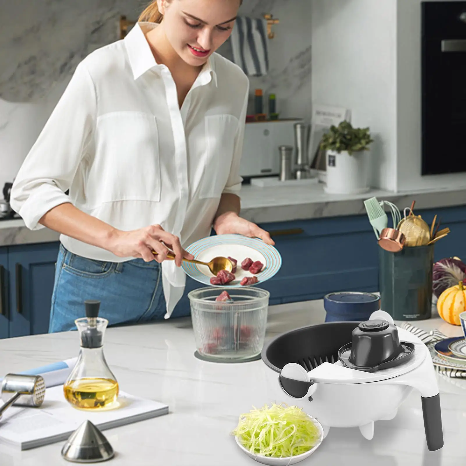 Vegetable Slicer Kitchen Gadgets Chopper Multifunctional Vegetable Slicer With Drain Basket For Potato Carrot Onion Cucumber
Vegetable Slicer Kitchen Gadgets Chopper Multifunctional Vegetable Slicer With Drain Basket For Potato Carrot Onion Cucumber