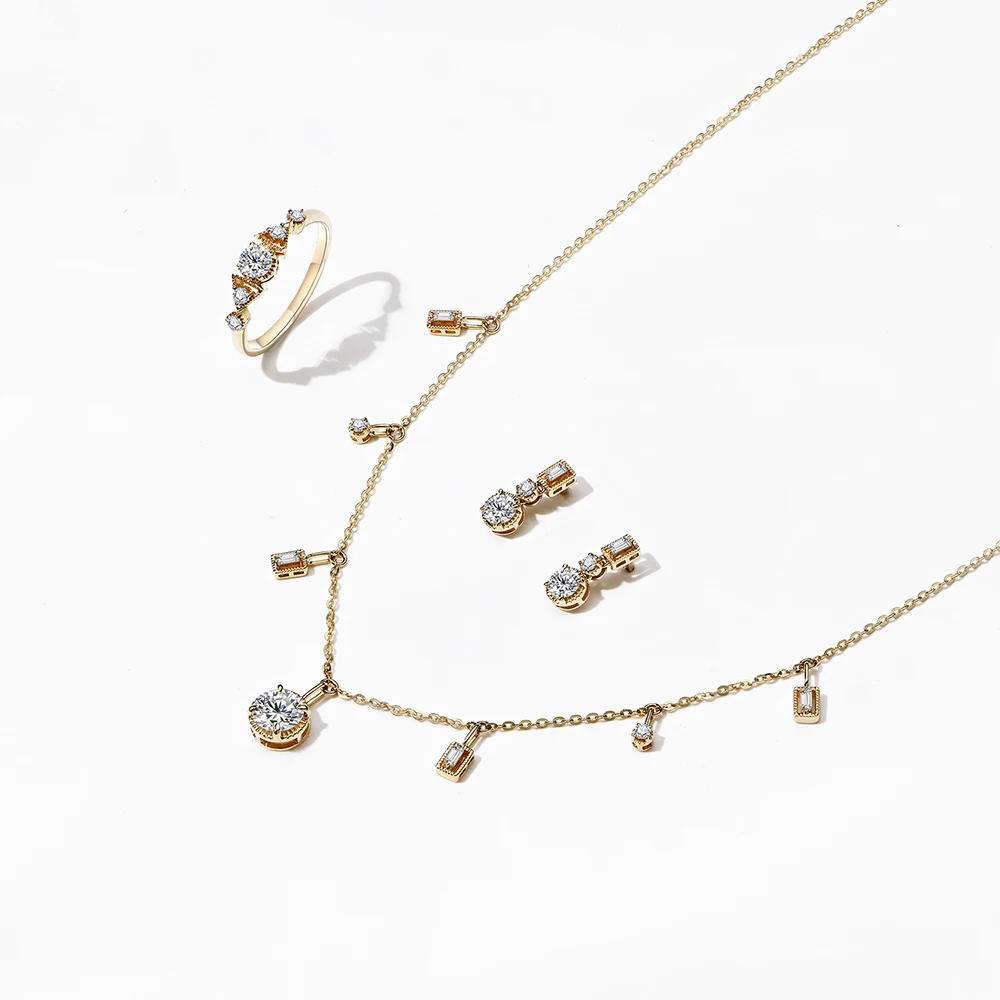 ATTAGEMS Diamond Moissanite Jewelry Set Solid 10k 14k 18k Yellow Gold for Women Moissanite Earrings Necklace Ring Engagement New
ATTAGEMS Diamond Moissanite Jewelry Set Solid 10k 14k 18k Yellow Gold for Women Moissanite Earrings Necklace Ring Engagement New