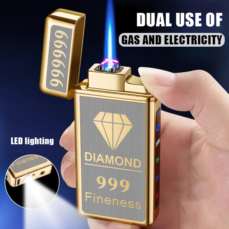 Dual Use Gas Lighter, Powerful Blue Flame, Power Display, Charging Ignition Gadgets for Men
Dual Use Gas Lighter, Powerful Blue Flame, Power Display, Charging Ignition Gadgets for Men