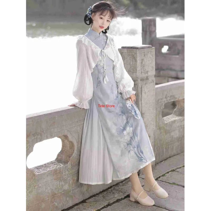 Frost Drop Improved Hanfu Women New Chinese Style Cheongsam Outerwear Han Element Dress Cardigan Long Skirt
Frost Drop Improved Hanfu Women New Chinese Style Cheongsam Outerwear Han Element Dress Cardigan Long Skirt