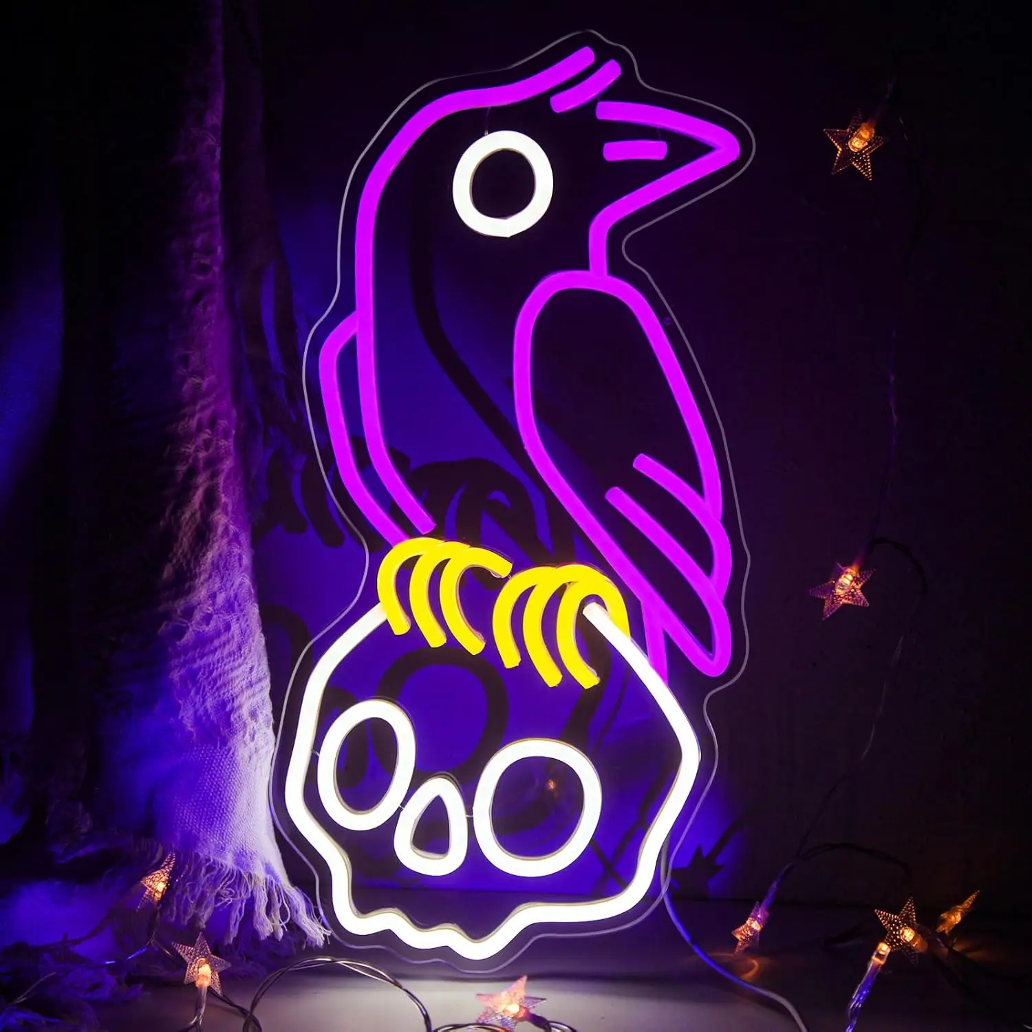 Crow Skull Neon Sign for Wall Decor Dimmable Skull Light Horror Neon Signs Skull Neon Light for Man Cave Beer Bar Game Room Part
Crow Skull Neon Sign for Wall Decor Dimmable Skull Light Horror Neon Signs Skull Neon Light for Man Cave Beer Bar Game Room Part