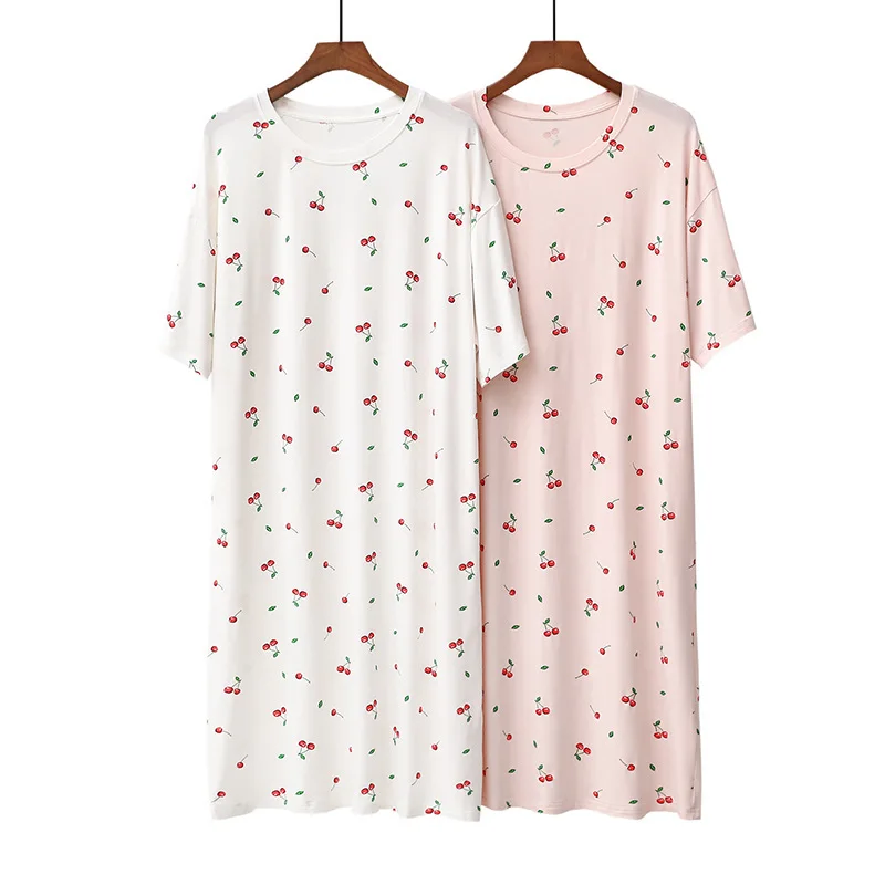 Modal Nightgowns Loose Short Sleeve Sleepwear Women's Summer Pajamas Dress New Floral Nightwear For Ladies Night Dress 
Modal Nightgowns Loose Short Sleeve Sleepwear Women's Summer Pajamas Dress New Floral Nightwear For Ladies Night Dress