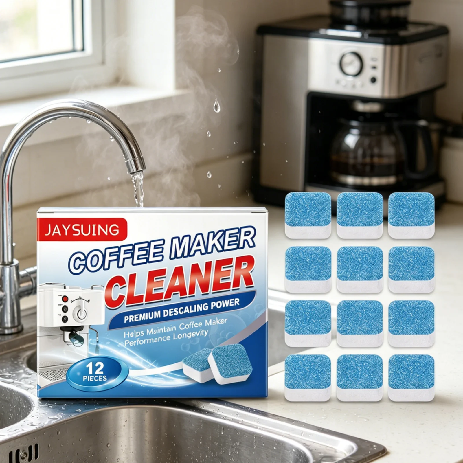 JAYSUING Coffee Maker Cleaner Tablets Remove Limescale Efficient Cleaning Remove Stubborn Dirt Coffee Descaling Tablet 12 Pieces
JAYSUING Coffee Maker Cleaner Tablets Remove Limescale Efficient Cleaning Remove Stubborn Dirt Coffee Descaling Tablet 12 Pieces