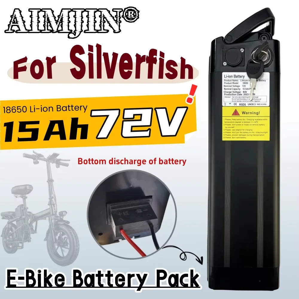 72V Lithium ion Battery Pack 18650 20S3P 15000mAh for Silver Fish Electric bicycle battery with Aluminum Case Anti-theft lock
72V Lithium ion Battery Pack 18650 20S3P 15000mAh for Silver Fish Electric bicycle battery with Aluminum Case Anti-theft lock