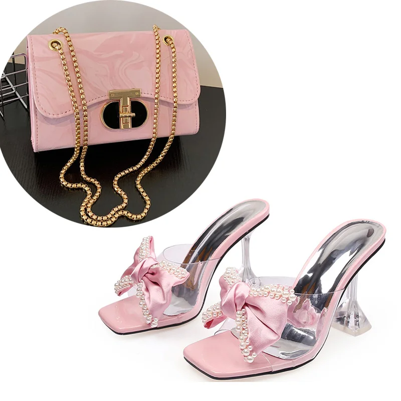 2025 Summer New Butterfly Knot Flower Stiletto High Heels Round Head Cool Slippers Fashion Single Shoulder Small Square Bag Set
2025 Summer New Butterfly Knot Flower Stiletto High Heels Round Head Cool Slippers Fashion Single Shoulder Small Square Bag Set