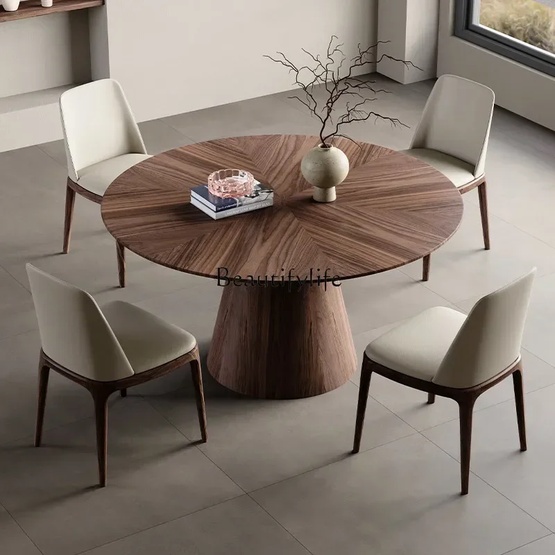 Retro solid wood round table dining table household large flat black walnut round solid wood dining table
Retro solid wood round table dining table household large flat black walnut round solid wood dining table