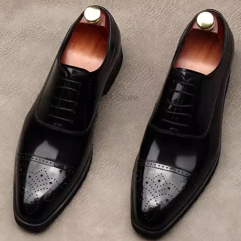 Top Quality Men Oxford Shoes Genuine Leather Pointed Toe Luxury Men's Dress Shoes Black Brown Men Business Office Formal Shoes
Top Quality Men Oxford Shoes Genuine Leather Pointed Toe Luxury Men's Dress Shoes Black Brown Men Business Office Formal Shoes