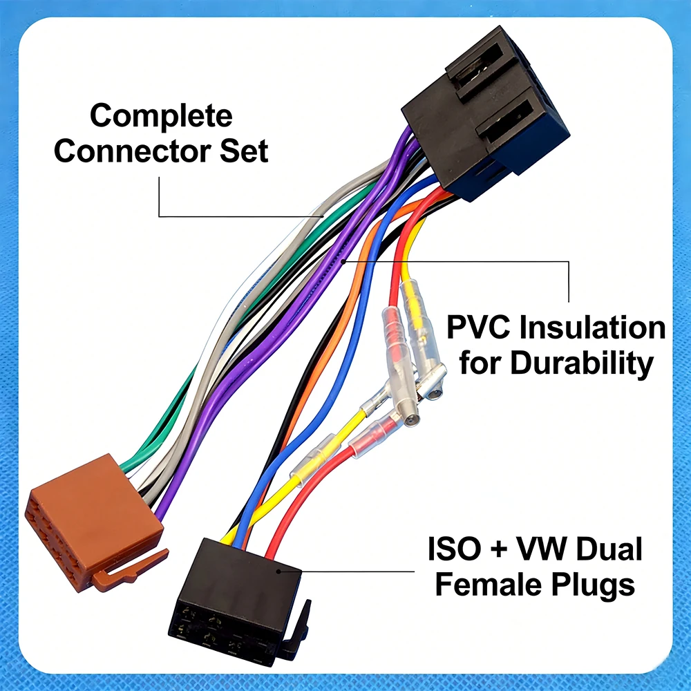 ISO Female to Male Wiring Harness Adapter For Volkswagen CD Player Stereo Plug Connector Cable
ISO Female to Male Wiring Harness Adapter For Volkswagen CD Player Stereo Plug Connector Cable