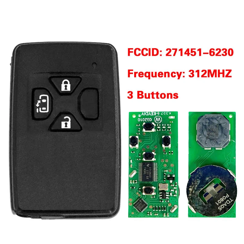 CN 007303 Для Toyota Smart Key 3 кнопки слайдер двери 312 МГц печатная плата 271451 -6230 Черная обложка
CN 007303 Для Toyota Smart Key 3 кнопки слайдер двери 312 МГц печатная плата 271451 -6230 Черная обложка