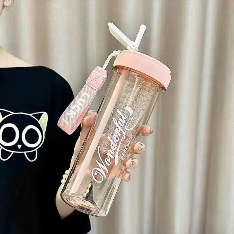 600/750ML Sports Water Bottle With Tea Separator Food Grade Water Cup Female Tea Cup with Straw Summer Portable Water Cup
600/750ML Sports Water Bottle With Tea Separator Food Grade Water Cup Female Tea Cup with Straw Summer Portable Water Cup