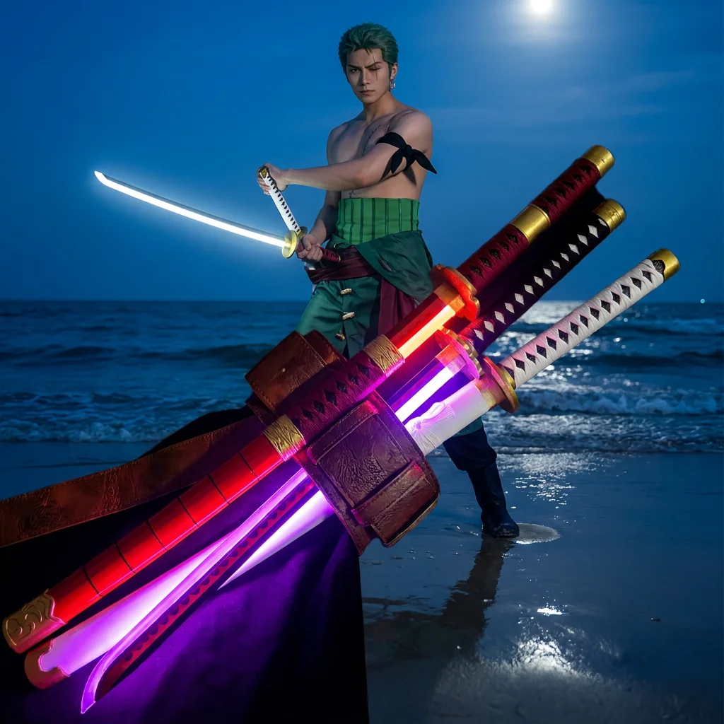40in Glow Roronoa Zoro Katana Glow Sword Anime One Piece Cosplay Real Size Japanese Katana Original Samurai Led Lightsabre Gift
40in Glow Roronoa Zoro Katana Glow Sword Anime One Piece Cosplay Real Size Japanese Katana Original Samurai Led Lightsabre Gift