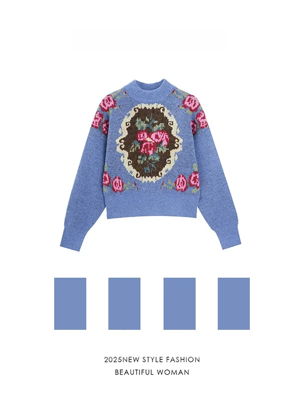 Retro Knitted Sweater round Ne Long Sve Women's Top Floral Embroidery Slimming Effect Autumn New Sle Comfortable Fit
Retro Knitted Sweater round Ne Long Sve Women's Top Floral Embroidery Slimming Effect Autumn New Sle Comfortable Fit