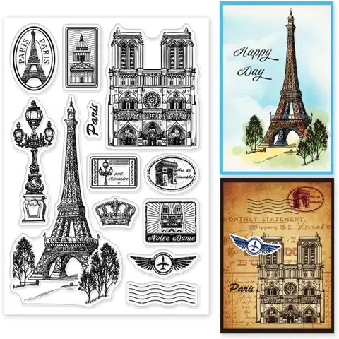 Tampon clair tour de Paris, 1 pièce, tampons en caoutchouc transparent pour bricolage, Scrapbooking, cartes décoratives pour Album Photo, 6.3x4.33 pouces