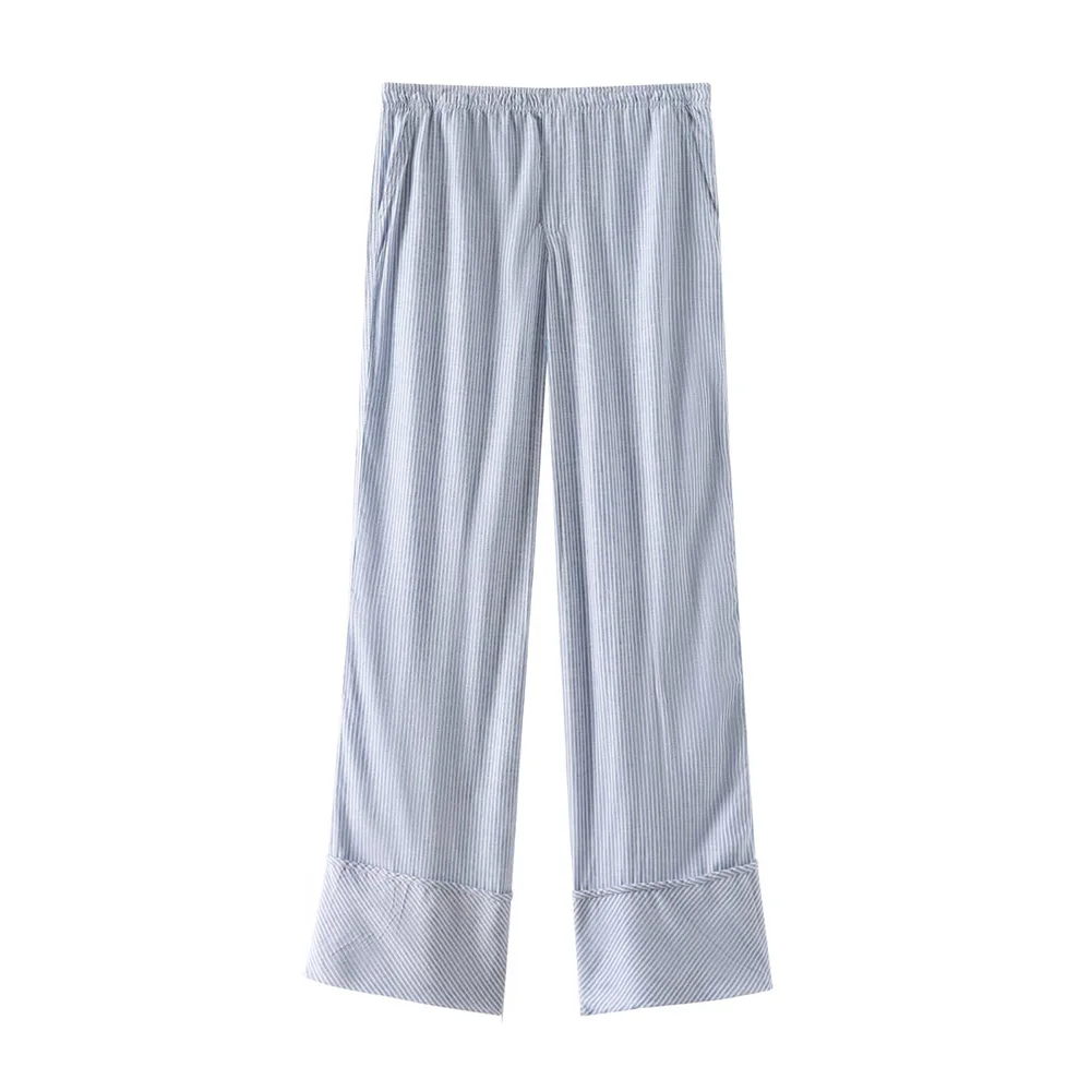Summer Women's Striped Pants 2024 New Casual Fashion Classic Elastic Waist High Waist Pocket Loose Wide Leg Pants
Summer Women's Striped Pants 2024 New Casual Fashion Classic Elastic Waist High Waist Pocket Loose Wide Leg Pants
