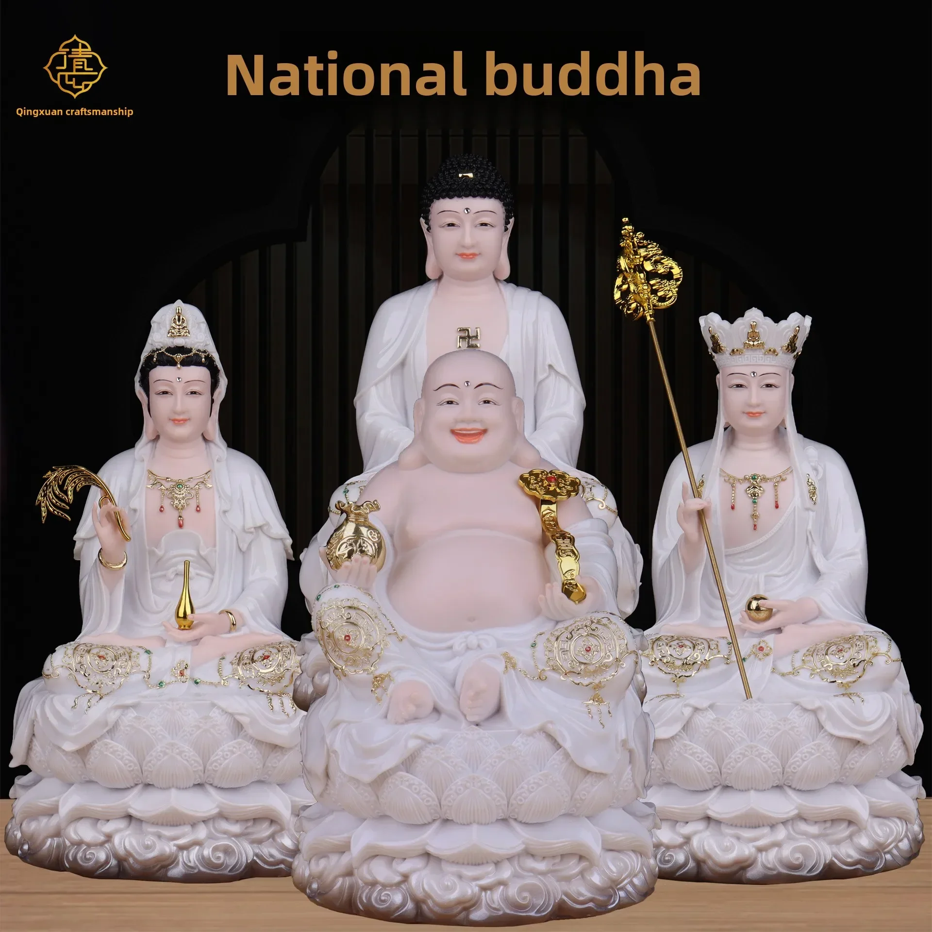 Buddha Shakyamuni Buddha Ksitigarbha Maitreya Buddha Guanyin Bodhisattva Household Buddhist temple worship ornaments
Buddha Shakyamuni Buddha Ksitigarbha Maitreya Buddha Guanyin Bodhisattva Household Buddhist temple worship ornaments