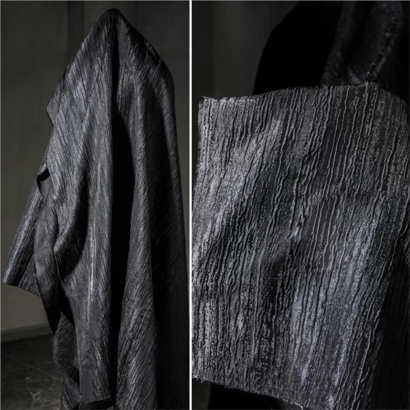 Black bark-textured three-dimensional jacquard fabric for clothing coats and bags recreated designer
Black bark-textured three-dimensional jacquard fabric for clothing coats and bags recreated designer