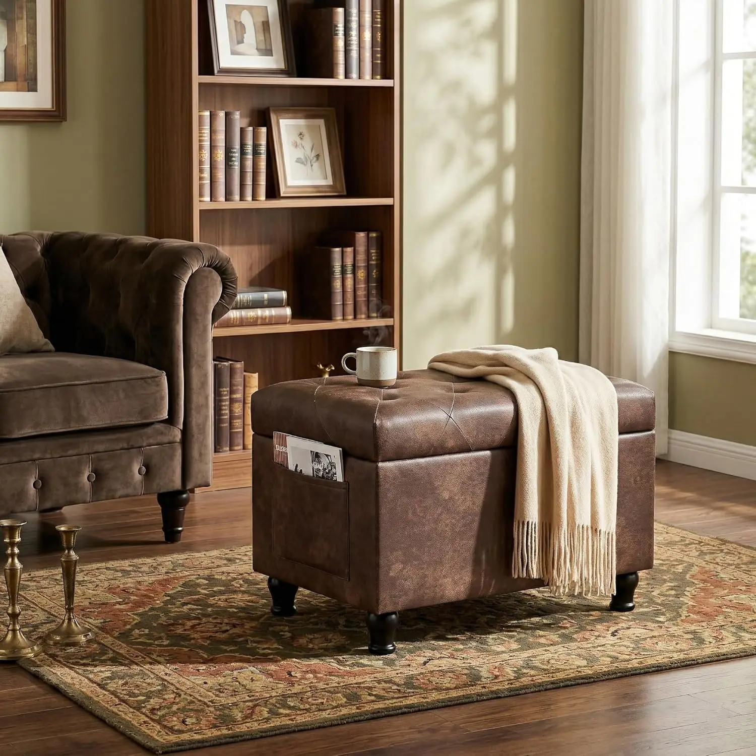 Leather Storage Ottoman Bench Rectangle 24 Inch Foot Rest Ottomans Stool For Living Room Bedroom(Brown), Customized
Leather Storage Ottoman Bench Rectangle 24 Inch Foot Rest Ottomans Stool For Living Room Bedroom(Brown), Customized