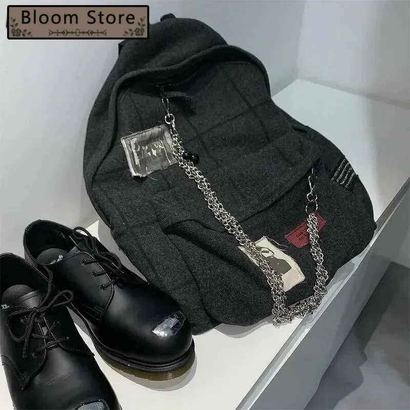 Korean Streetwear All Match Chain Schoolbag Vintage Y2k Aesthetic Fashion Simple Backpacks Women Students High-Capacity Backpack 
Korean Streetwear All Match Chain Schoolbag Vintage Y2k Aesthetic Fashion Simple Backpacks Women Students High-Capacity Backpack