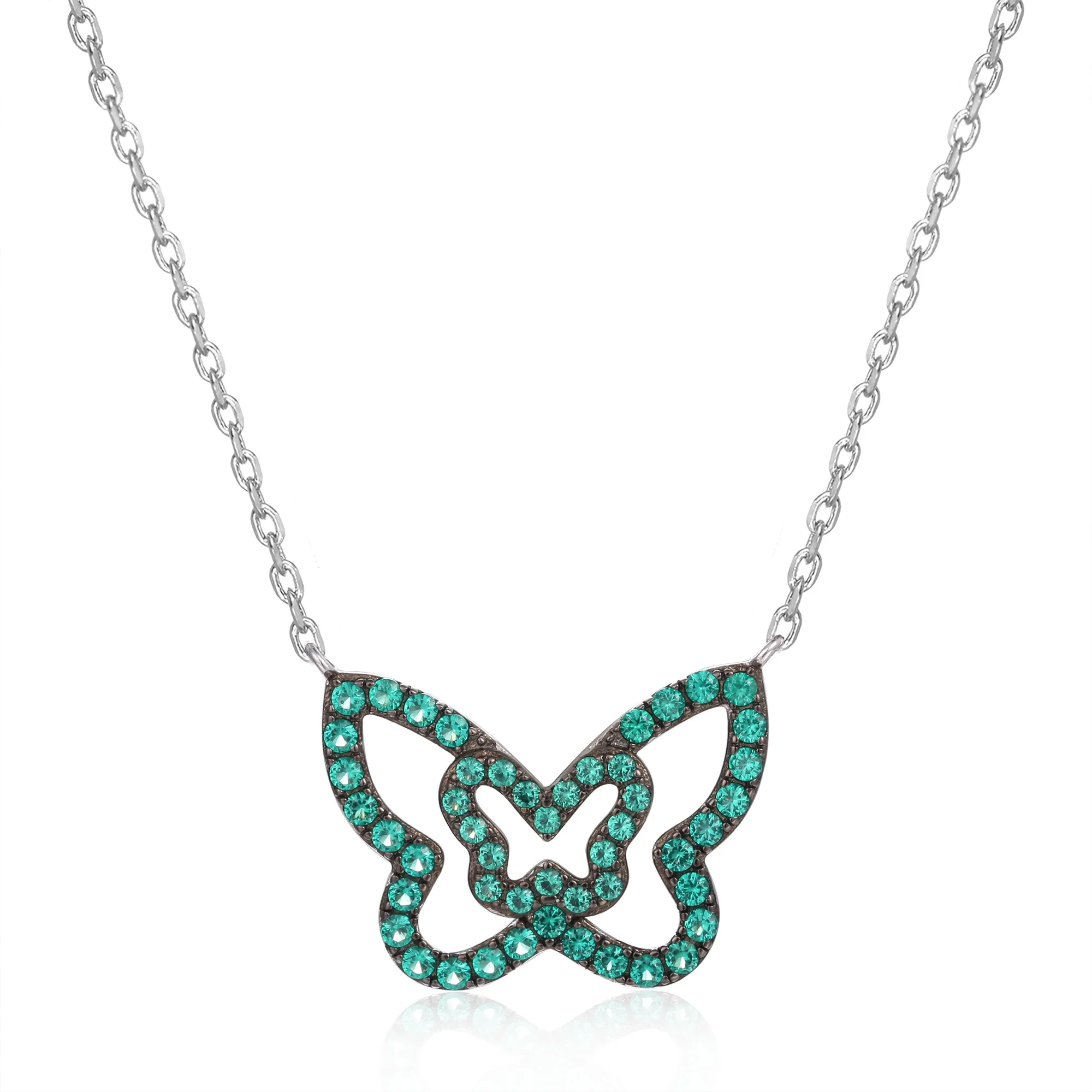 925 Sterling Silver Two Butterfly Pendant Necklace - Nano Stone Fashion Jewelry for Women
925 Sterling Silver Two Butterfly Pendant Necklace - Nano Stone Fashion Jewelry for Women