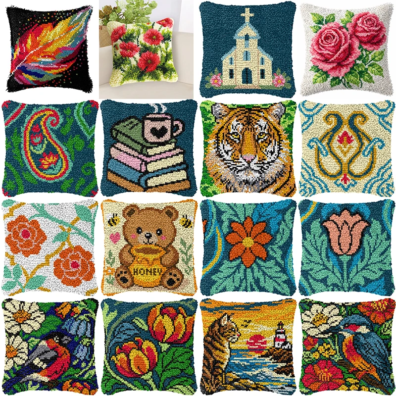 Floral Wildlife Latch Hook Kit DIY Throw Pillow Cover Kit With Tiger Bear Rose Feather Patterns For Home Decor Handmade Crafts
Floral Wildlife Latch Hook Kit DIY Throw Pillow Cover Kit With Tiger Bear Rose Feather Patterns For Home Decor Handmade Crafts
