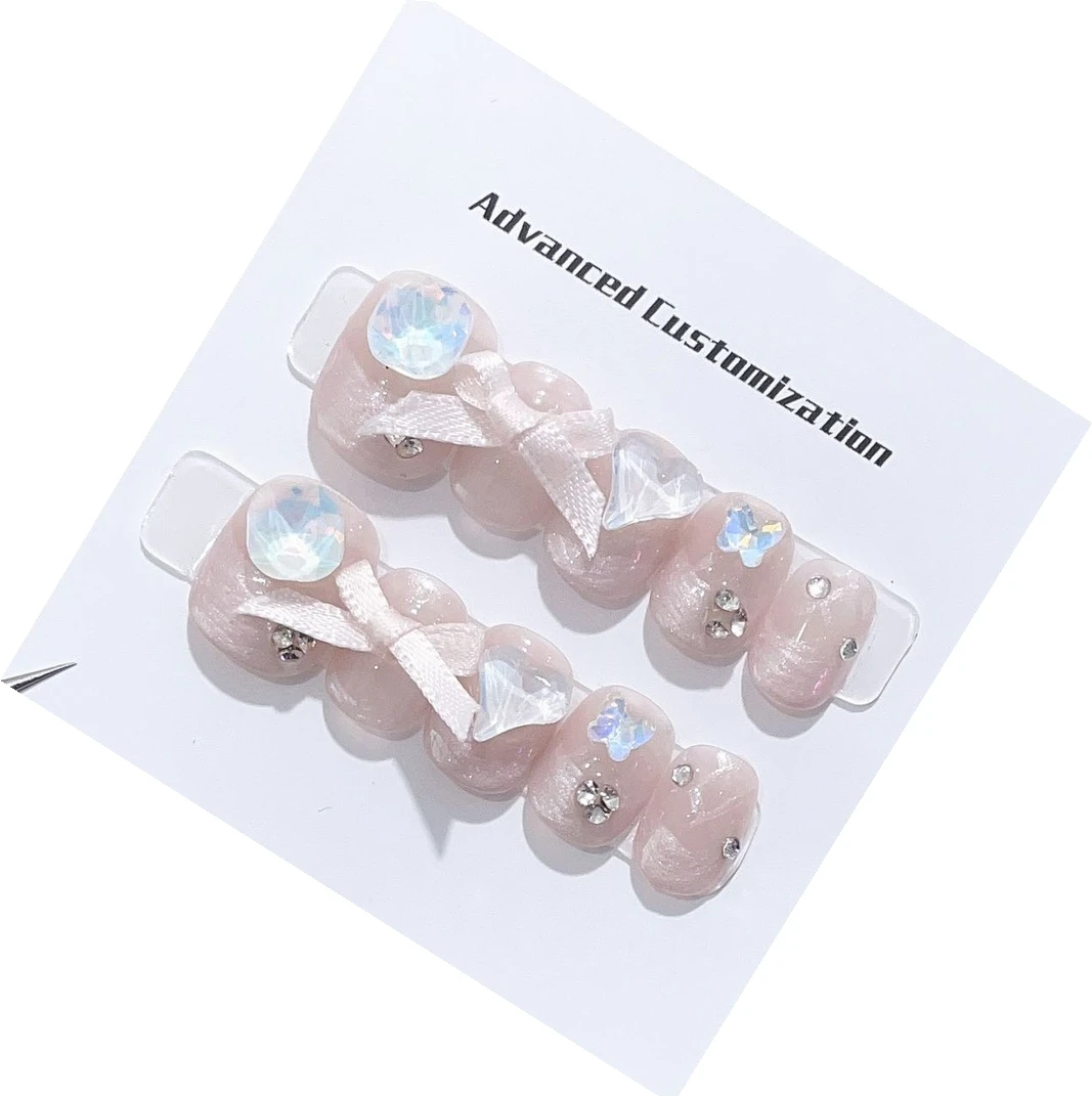 Emmabeauty Pink Heart Ribbon Temperament Sweet Removable Reusable Handmade Press On Nails.No.24674
Emmabeauty Pink Heart Ribbon Temperament Sweet Removable Reusable Handmade Press On Nails.No.24674
