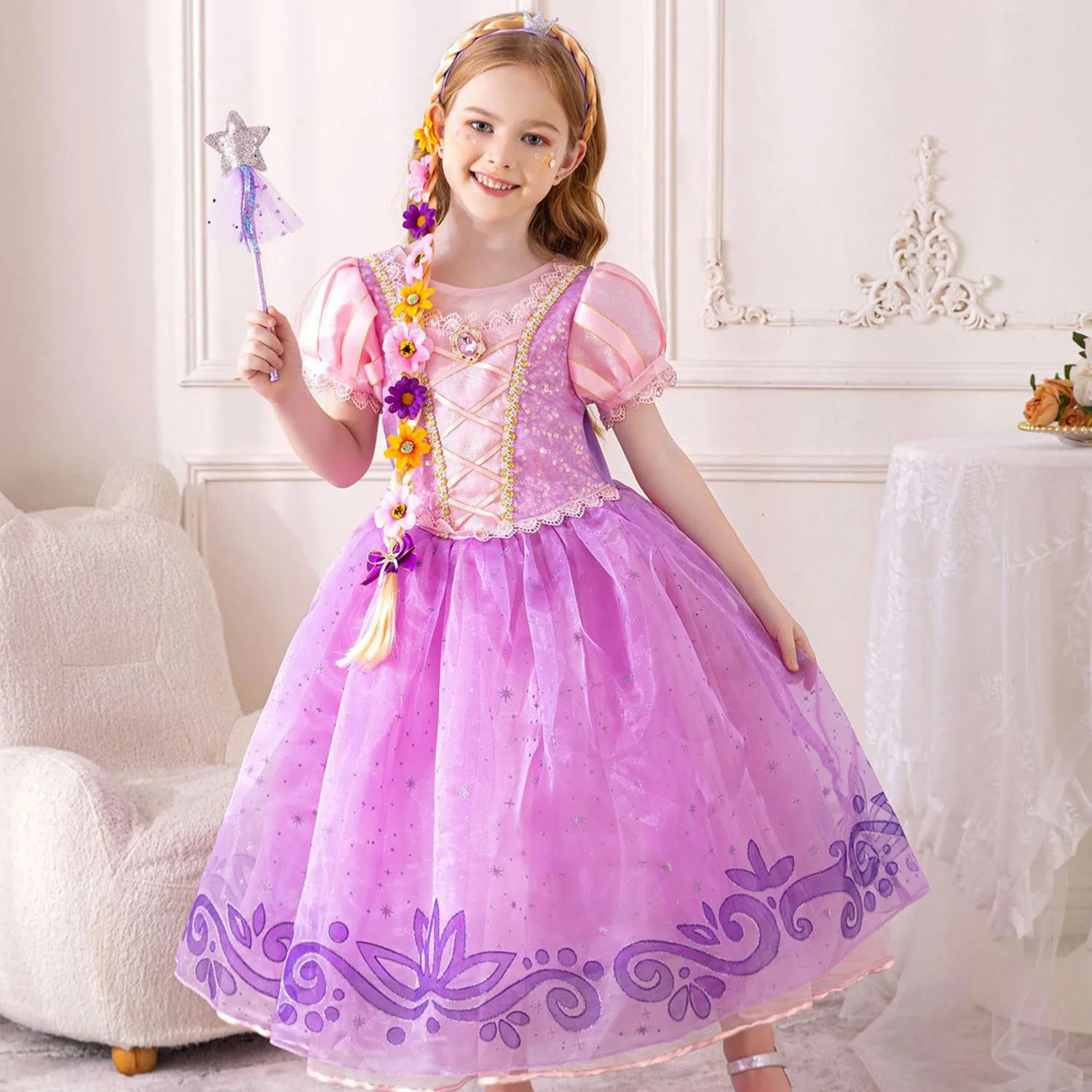 Shiny Toddler Little Girls Movie Princess Tangled Rapunzel Birthday Party Cosplay Halloween Dress
Shiny Toddler Little Girls Movie Princess Tangled Rapunzel Birthday Party Cosplay Halloween Dress
