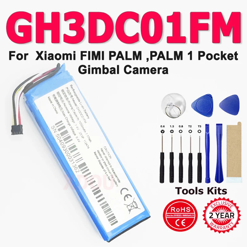 Brand-New 7.4V 1050mAh GH3DC01FM Battery For Xiaomi FIMI PALM ,PALM 1 Pocket Gimbal Camera + Free Tools
Brand-New 7.4V 1050mAh GH3DC01FM Battery For Xiaomi FIMI PALM ,PALM 1 Pocket Gimbal Camera + Free Tools