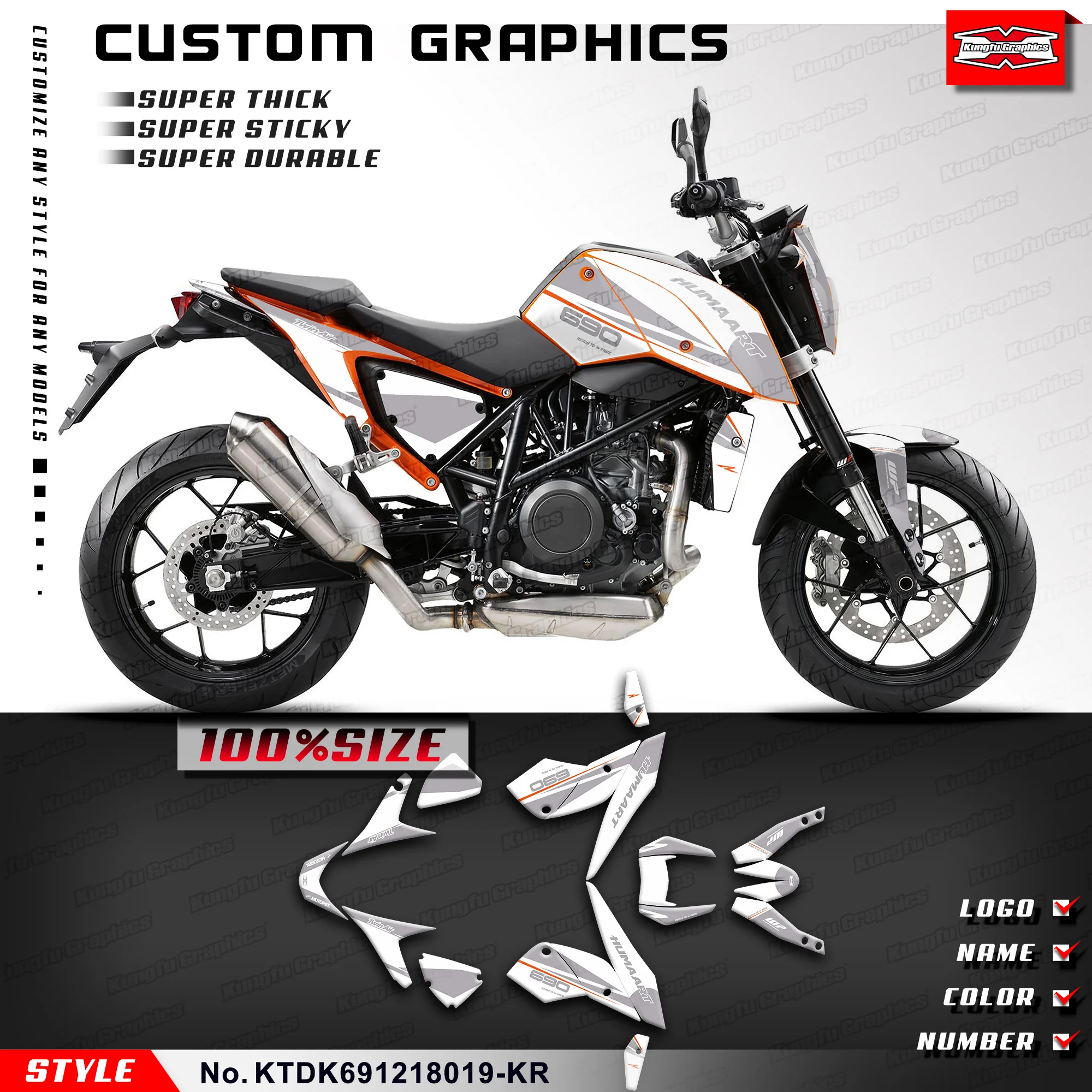KUNGFU GRAPHICS Stickers Set Durable Vinyl for Duke 690 2012 2013 2014 2015 2016 2017 2018, KTDK691218019-KR
KUNGFU GRAPHICS Stickers Set Durable Vinyl for Duke 690 2012 2013 2014 2015 2016 2017 2018, KTDK691218019-KR