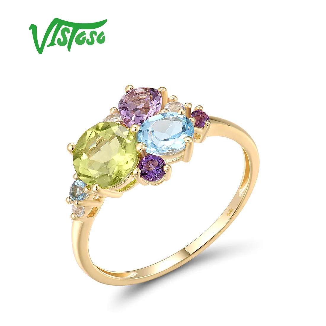 VISTOSO Real 14K 585 Yellow Gold Ring For Women Sparkling Multi Gems Cluster Wedding Anniversary Delicate Gifts Fine Jewelry
VISTOSO Real 14K 585 Yellow Gold Ring For Women Sparkling Multi Gems Cluster Wedding Anniversary Delicate Gifts Fine Jewelry