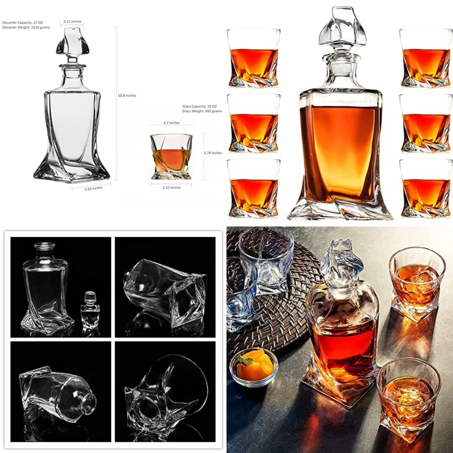 Whiskey Decanter Glasses Set Lead-Free Crystal Glass Scotch Tasting Cups Wine Bottle for Drinking Irish Whisky Bourbon Tequila
Whiskey Decanter Glasses Set Lead-Free Crystal Glass Scotch Tasting Cups Wine Bottle for Drinking Irish Whisky Bourbon Tequila