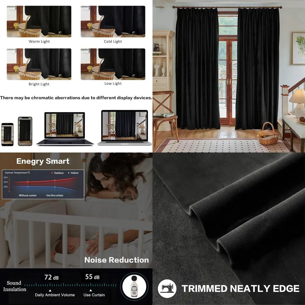 Черные бархатные шторы с термоизоляцией, 52 Вт x 84 л и плотные складки для дверей патио
Черные бархатные шторы с термоизоляцией, 52 Вт x 84 л и плотные складки для дверей патио