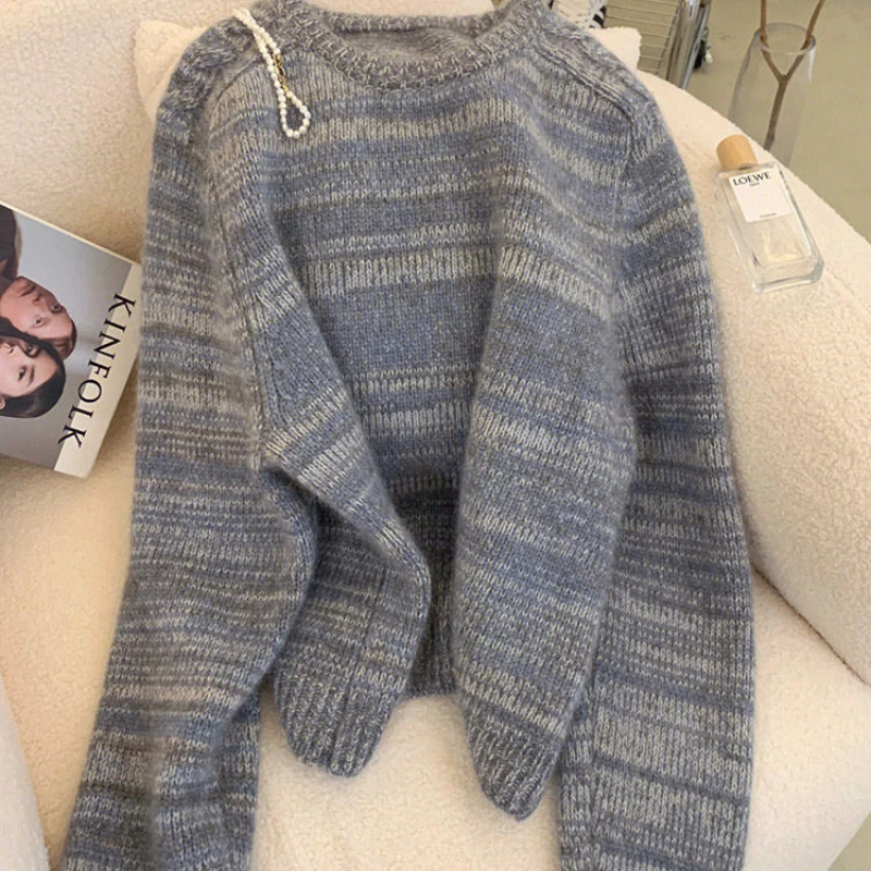 2024 Women's Striped Knitted Autumn Loose Sweaters O-Neck Full Sleeve Jumpers Long Sleeve Vintage Aesthetics Pullovers M160
2024 Women's Striped Knitted Autumn Loose Sweaters O-Neck Full Sleeve Jumpers Long Sleeve Vintage Aesthetics Pullovers M160