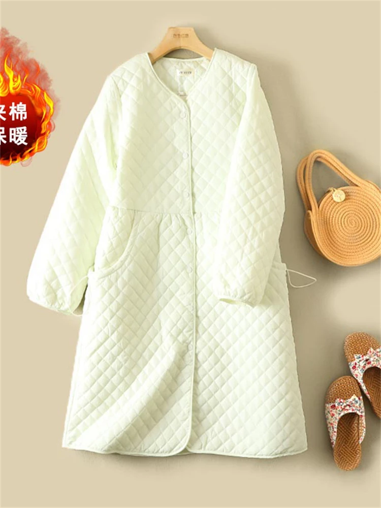 Women Winter Fashion Argyle Pattern Thicken Cotton Padded Coats Female Solid Color O-neck Long Sleeve Casual Outwear Jacket Tops
Women Winter Fashion Argyle Pattern Thicken Cotton Padded Coats Female Solid Color O-neck Long Sleeve Casual Outwear Jacket Tops