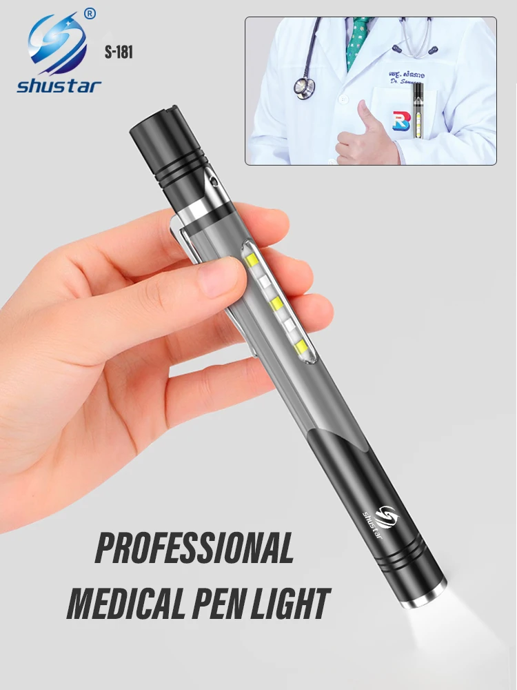 Professional Medical Flashlight Pen Light Dual Light Source Rechargeable Lamp with Side Lights for Ophthalmology, Stomatology
Professional Medical Flashlight Pen Light Dual Light Source Rechargeable Lamp with Side Lights for Ophthalmology, Stomatology