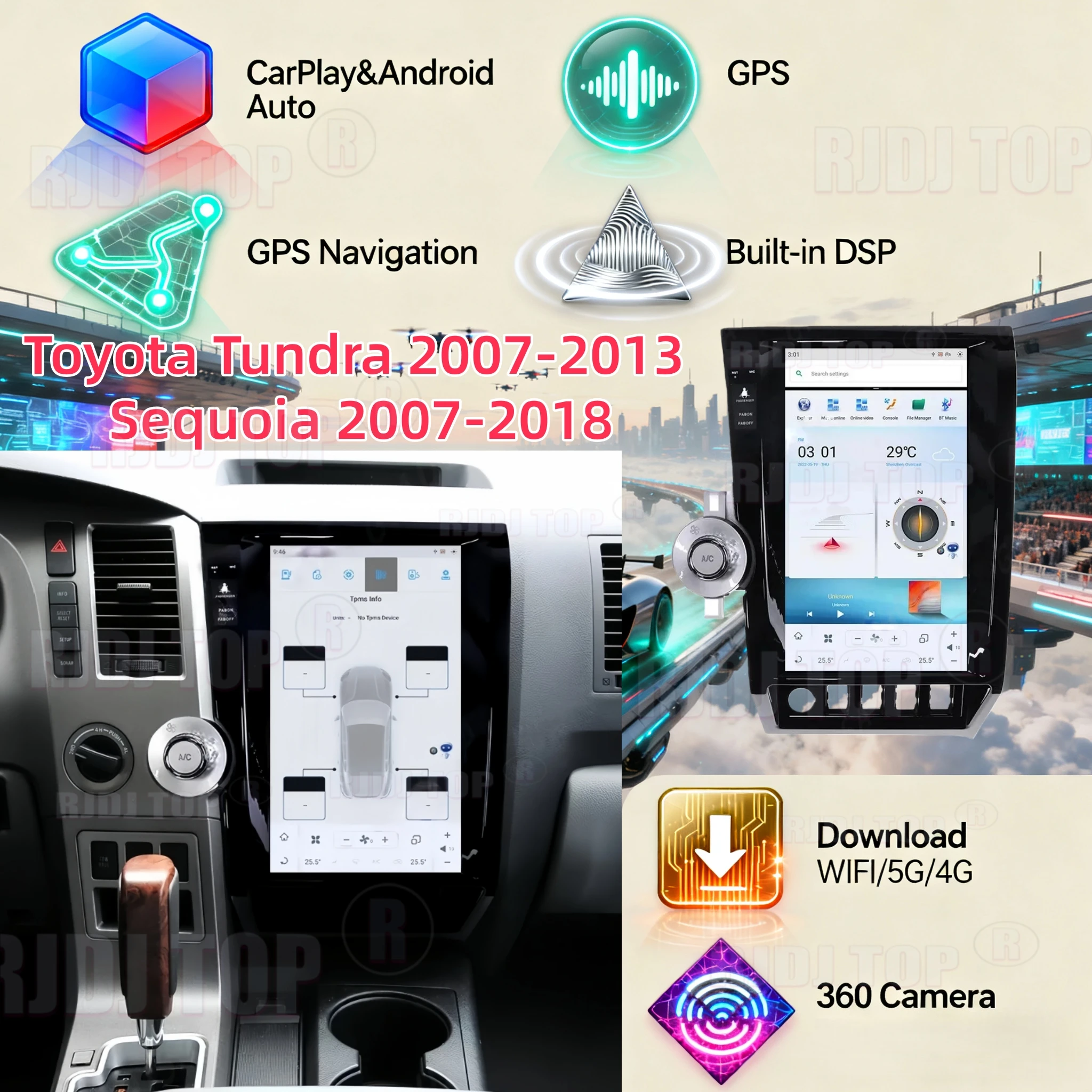 Для Toyota Tundra 2007-2013 Sequoia 2007-2018 Android 13 экран автомобильный радиоприемник беспроводной Carplay мультимедийный GPS-навигатор WIFI 5G DSP
Для Toyota Tundra 2007-2013 Sequoia 2007-2018 Android 13 экран автомобильный радиоприемник беспроводной Carplay мультимедийный GPS-навигатор WIFI 5G DSP