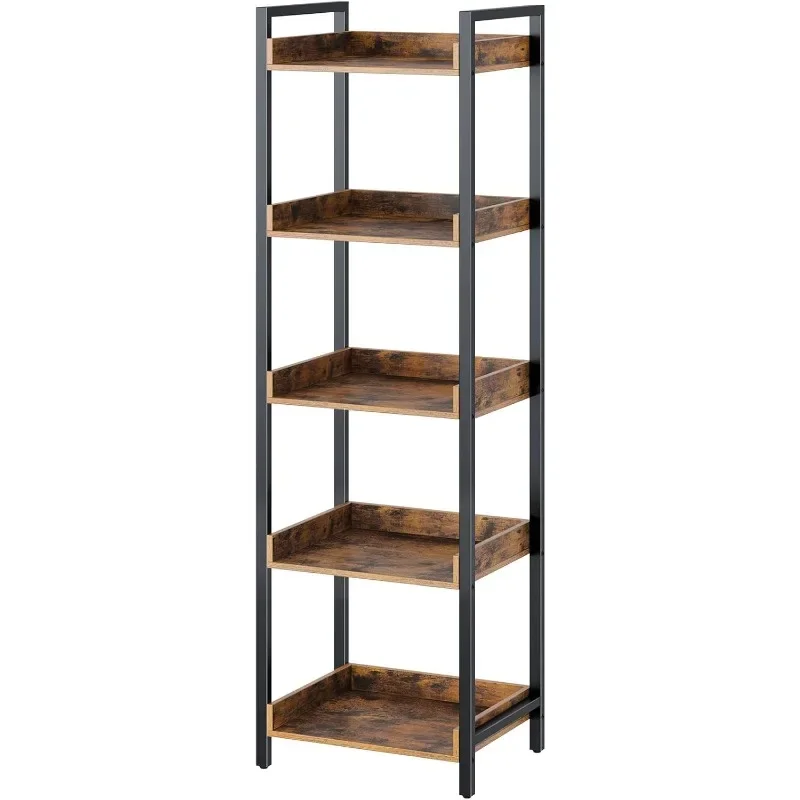 Bookshelf, 5-Tier Storage Rack, Narrow Corner Bookshelf, Display Wooden Shelves for Living Room, Bathroom
Bookshelf, 5-Tier Storage Rack, Narrow Corner Bookshelf, Display Wooden Shelves for Living Room, Bathroom