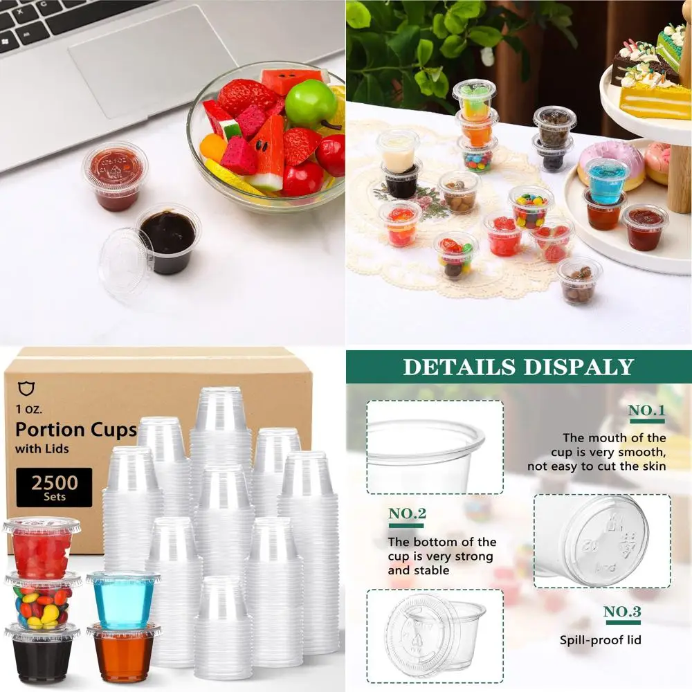 1 oz Clear Plastic Portion Cups with Lids - Airtight, Stackable for Salad Dressing, Condiments, Souffles, and More
1 oz Clear Plastic Portion Cups with Lids - Airtight, Stackable for Salad Dressing, Condiments, Souffles, and More