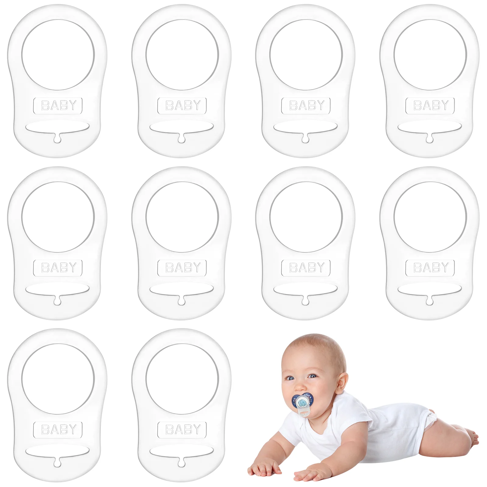10pcs Silicone Baby Pacifier Clips Holders Baby Rings (Transparent) Silicone pacifier clip Silicone pacifier holder
10pcs Silicone Baby Pacifier Clips Holders Baby Rings (Transparent) Silicone pacifier clip Silicone pacifier holder