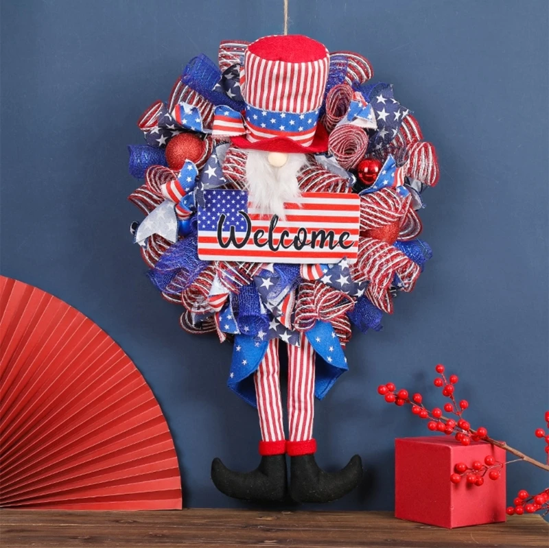 Patriotic Wreath for Front Door, Gnome Wreath, Christmas Wreath Gnome Wreath for Indoor and Outdoor Decorations 87HA
Patriotic Wreath for Front Door, Gnome Wreath, Christmas Wreath Gnome Wreath for Indoor and Outdoor Decorations 87HA
