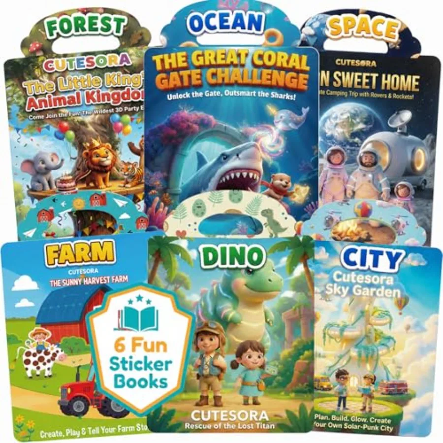 Reusable Jelly Sticker Books for Toddlers 2-4, 3-6, 6 Sets Farm, Dino, Space, Ocean, City and Forest. Reusable washable jelly s
Reusable Jelly Sticker Books for Toddlers 2-4, 3-6, 6 Sets Farm, Dino, Space, Ocean, City and Forest. Reusable washable jelly s