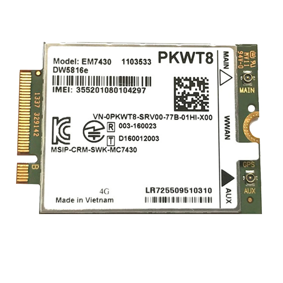 AU32-EM7430 DW5816E 4G LTE Module GOBI6000 for Dell Latitude 7280 7285 7290 7389 7390 7480 7490 E7470 Cat6 DW5811E
AU32-EM7430 DW5816E 4G LTE Module GOBI6000 for Dell Latitude 7280 7285 7290 7389 7390 7480 7490 E7470 Cat6 DW5811E
