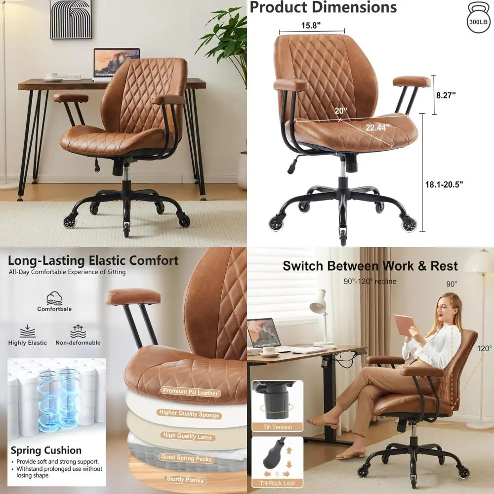 Ergonomic Swivel Computer Chair with Adjustable Height, Lumbar Support, and Rubber Casters for Home Office Desk
Ergonomic Swivel Computer Chair with Adjustable Height, Lumbar Support, and Rubber Casters for Home Office Desk