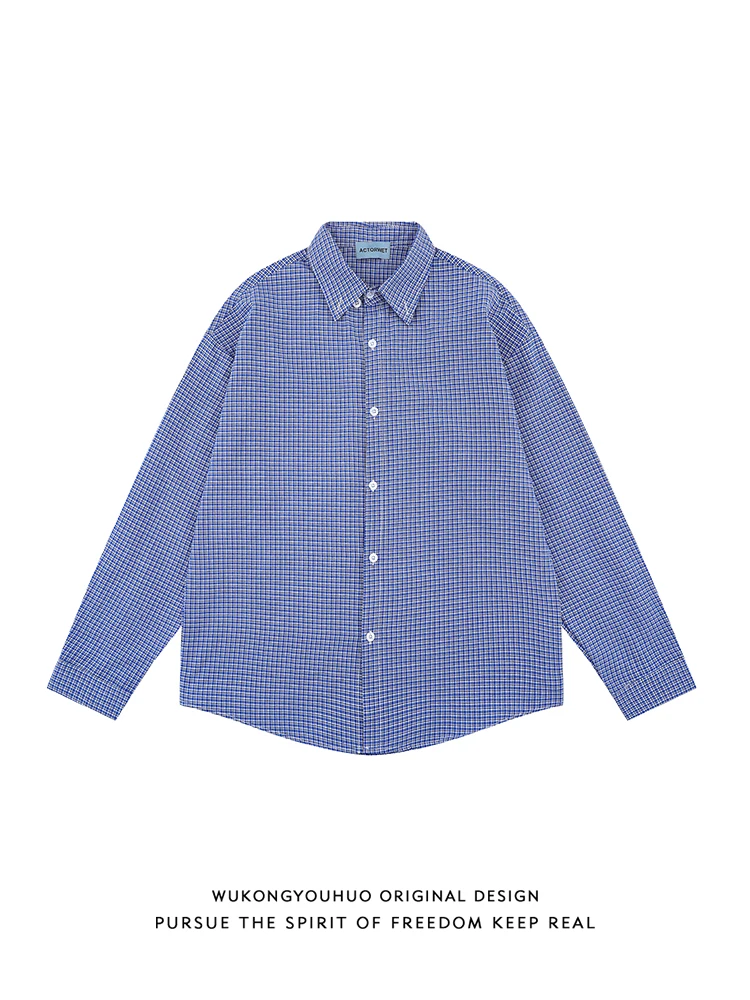 Мужская рубашка свободного кроя в синюю клетку, винтажный уличный стиль, весенняя мода, молодежный тренд, на пуговицах, чистый крой
Мужская рубашка свободного кроя в синюю клетку, винтажный уличный стиль, весенняя мода, молодежный тренд, на пуговицах, чистый крой