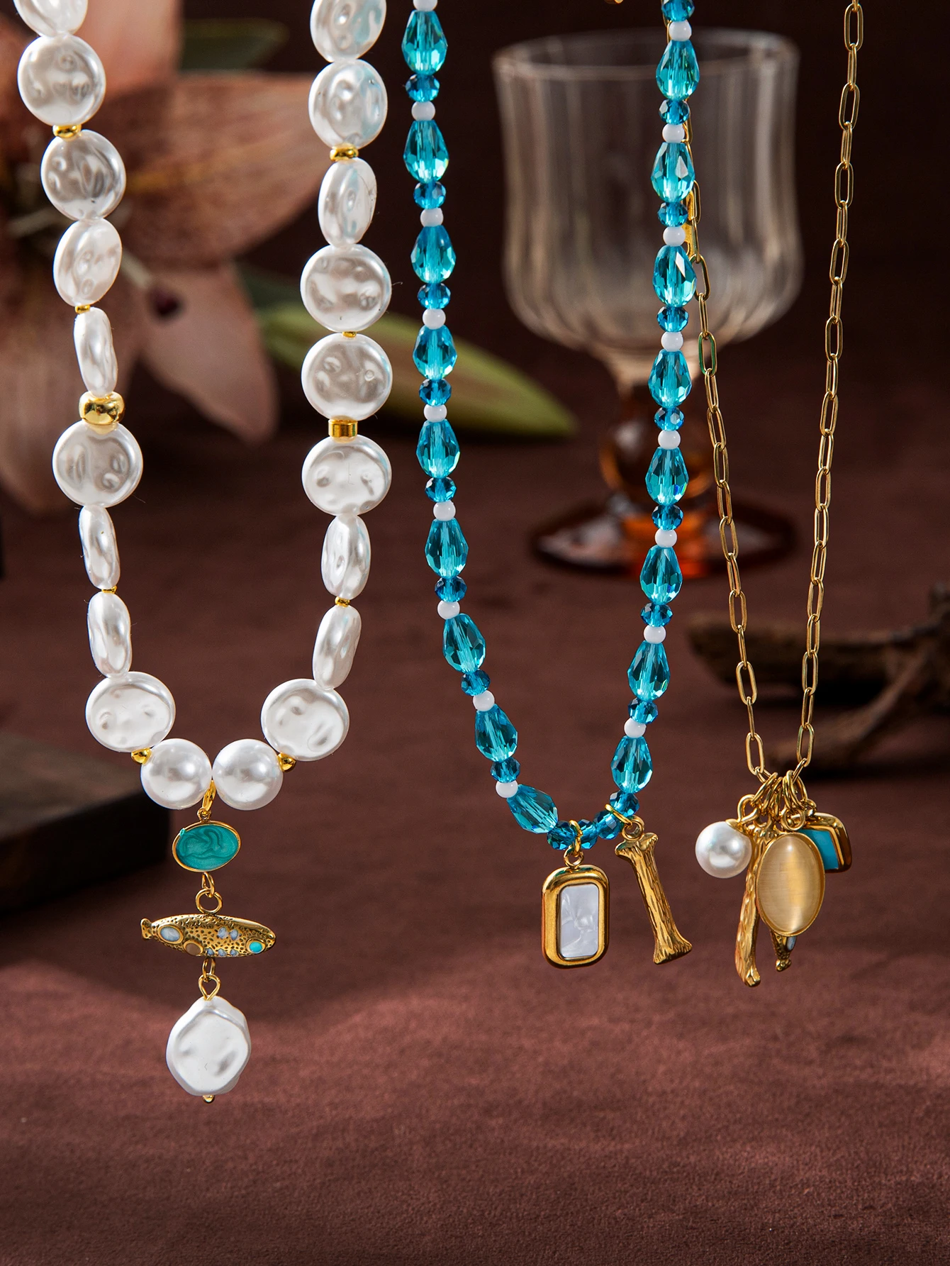 18K Gold Plated Stainless Steel Beaded Necklace for Women, Boho Pearl Crystal Charm Layered Pendant Necklace
18K Gold Plated Stainless Steel Beaded Necklace for Women, Boho Pearl Crystal Charm Layered Pendant Necklace