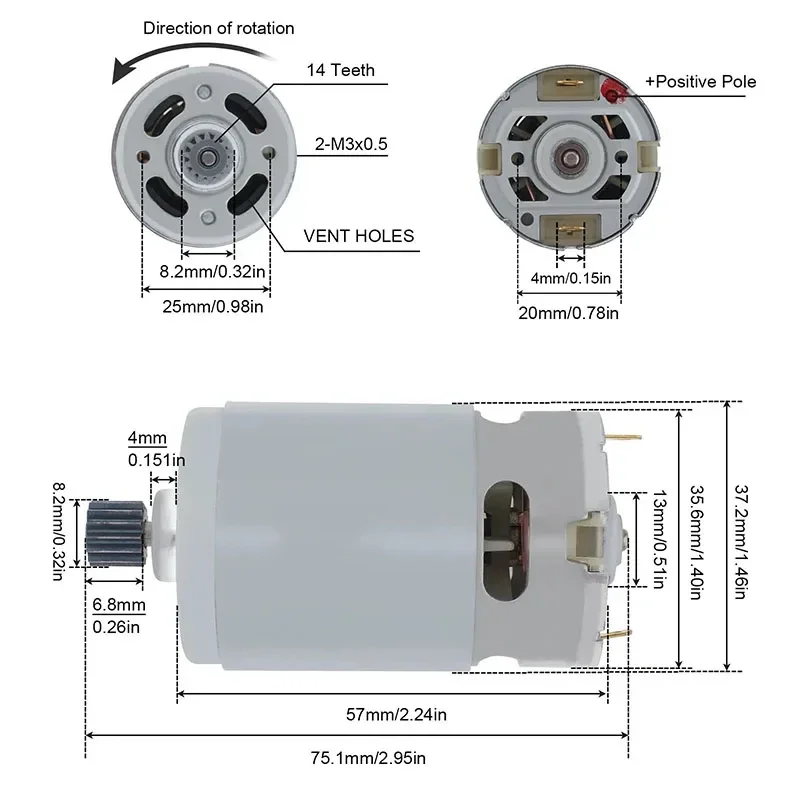 Power Tool Accessories Parts RS550 21V 14 Teeth Brushed Motor For Bosch For DeWalt For Makita Drill Wrench Logging Saw Chainsaw
Power Tool Accessories Parts RS550 21V 14 Teeth Brushed Motor For Bosch For DeWalt For Makita Drill Wrench Logging Saw Chainsaw