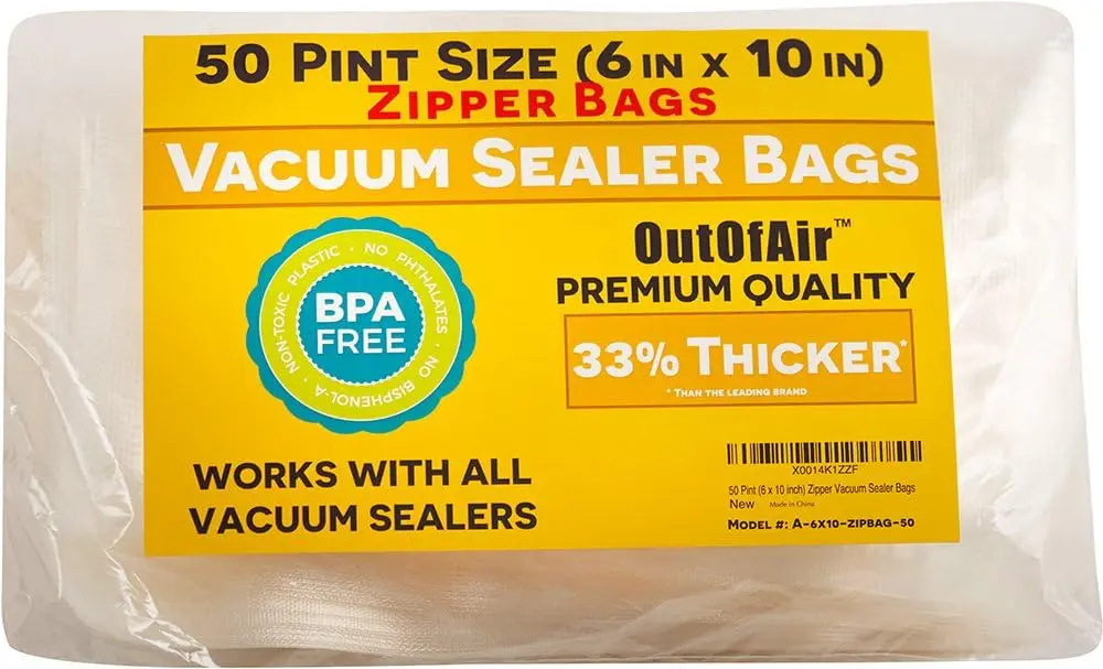 50 Pint Vacuum Sealer Bags, 6x10 Inches, BPA-Free Heavy-Duty for Snacks and Sous-Vide
50 Pint Vacuum Sealer Bags, 6x10 Inches, BPA-Free Heavy-Duty for Snacks and Sous-Vide