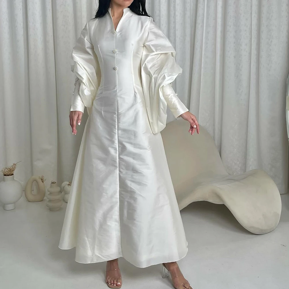 Customized Classic Ankle Length Buttons Pleats Evening Dress Graceful A-Line V-Neck Long Sleeves Satin Prom Gown платье вечернее
Customized Classic Ankle Length Buttons Pleats Evening Dress Graceful A-Line V-Neck Long Sleeves Satin Prom Gown платье вечернее