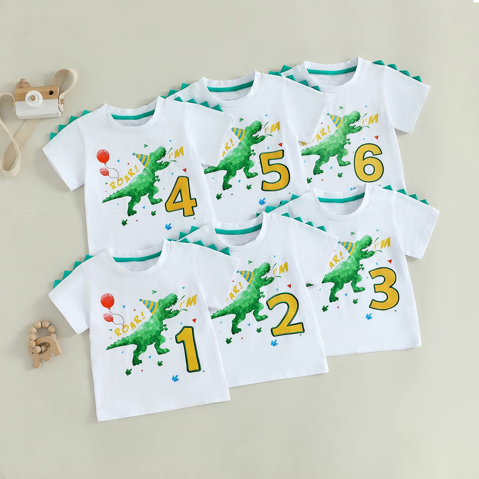 Little Boys Birthday T-Shirt Cute Dinosaur Letter Number Print Loose Fit Crew Neck Short Sleeve T-Shirts Tops for Summer
Little Boys Birthday T-Shirt Cute Dinosaur Letter Number Print Loose Fit Crew Neck Short Sleeve T-Shirts Tops for Summer