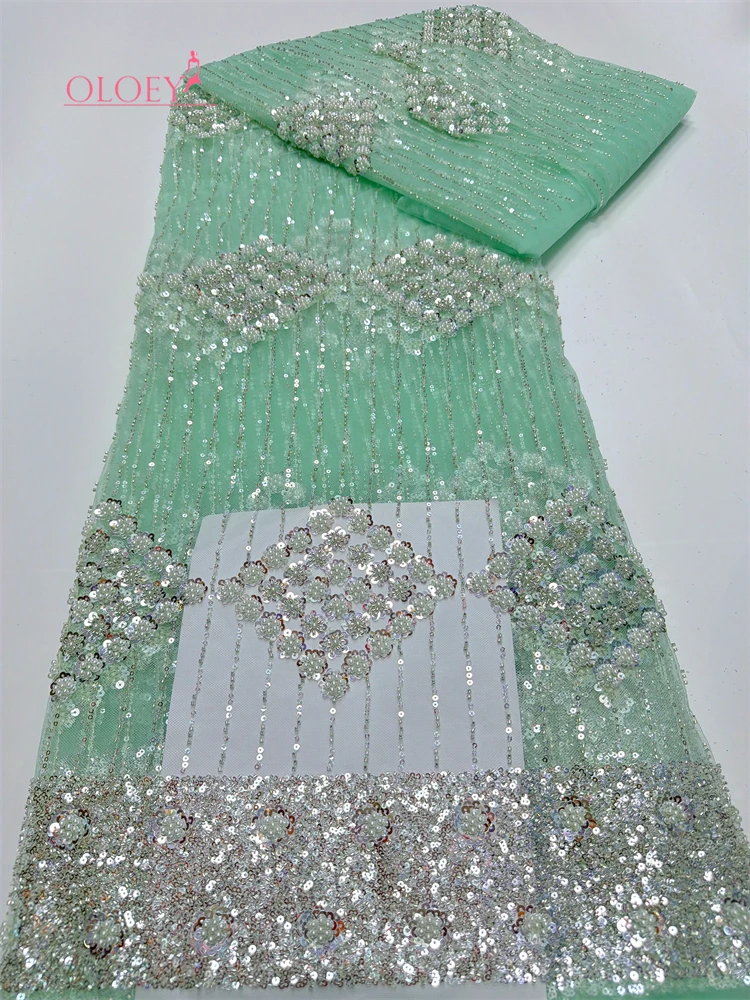 OLOEY African Nigerian High-Quality Sequins Tulle Lace Fabric for Prom Dresses Beads Embroidery Sewing Net Cloth
OLOEY African Nigerian High-Quality Sequins Tulle Lace Fabric for Prom Dresses Beads Embroidery Sewing Net Cloth