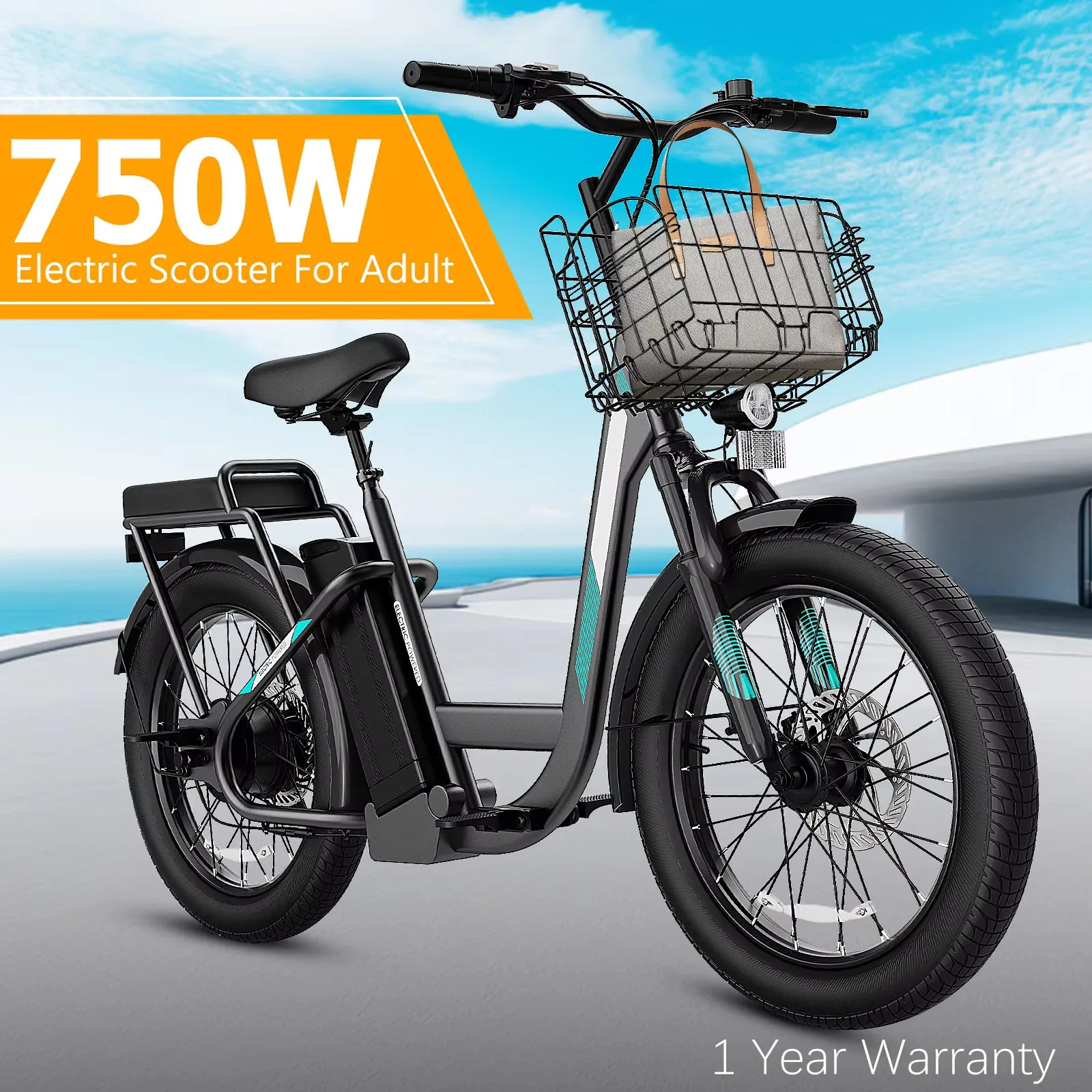 Electric Scooter with Seat, 48V Removable Battery E-Bike, Up to 30Miles&20MPH, 500/800/1200W Motor, 20" Fat Tire Adult Electric
Electric Scooter with Seat, 48V Removable Battery E-Bike, Up to 30Miles&20MPH, 500/800/1200W Motor, 20" Fat Tire Adult Electric